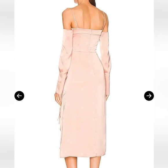 CAMILA COELHO Karin Side Slit Off Shoulder Satin Midi Dress Pink Sz XS - Picture 6 of 11